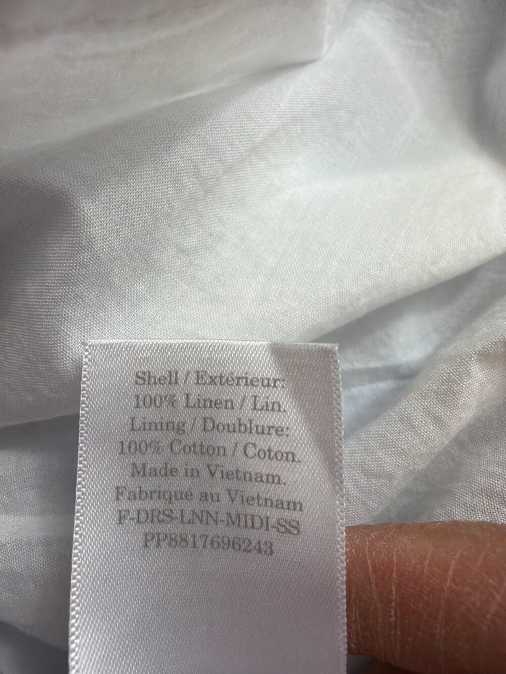 Everlane Linen Midi Dress Blue White Stripe Puff Sleeve Pockets L NWOT - Picture 11 of 16